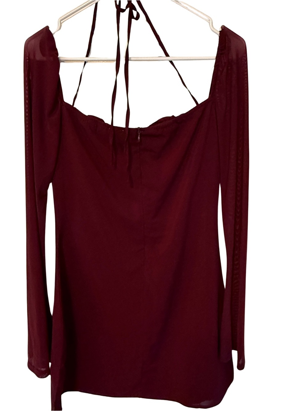 Princess Polly Dyer Burgundy Date Night Y2K Long Sleeve Mini Dress Size 10 - Picture 6 of 8